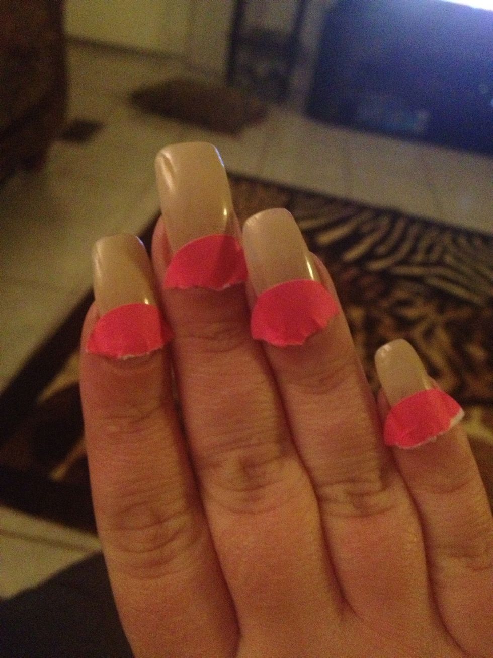 MAKE SURE NAILS ARE COMPLETELY DRY! Carefully add each sticker, making sure the stickers are evenly placed in the nail, and not crooked.