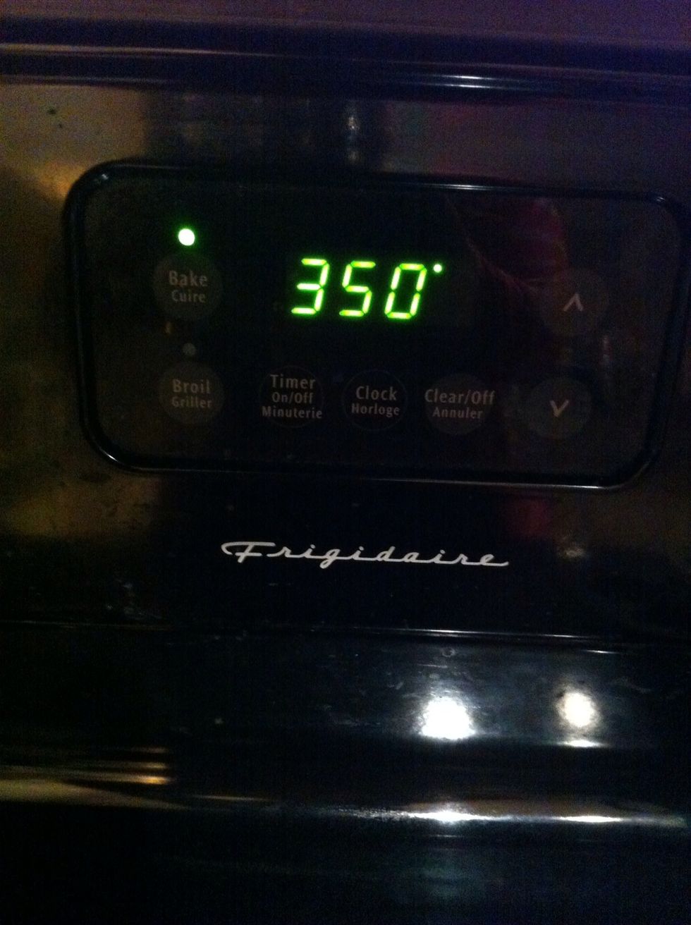 Make sure oven is preheated to 350F ( or 325 for glass pans)