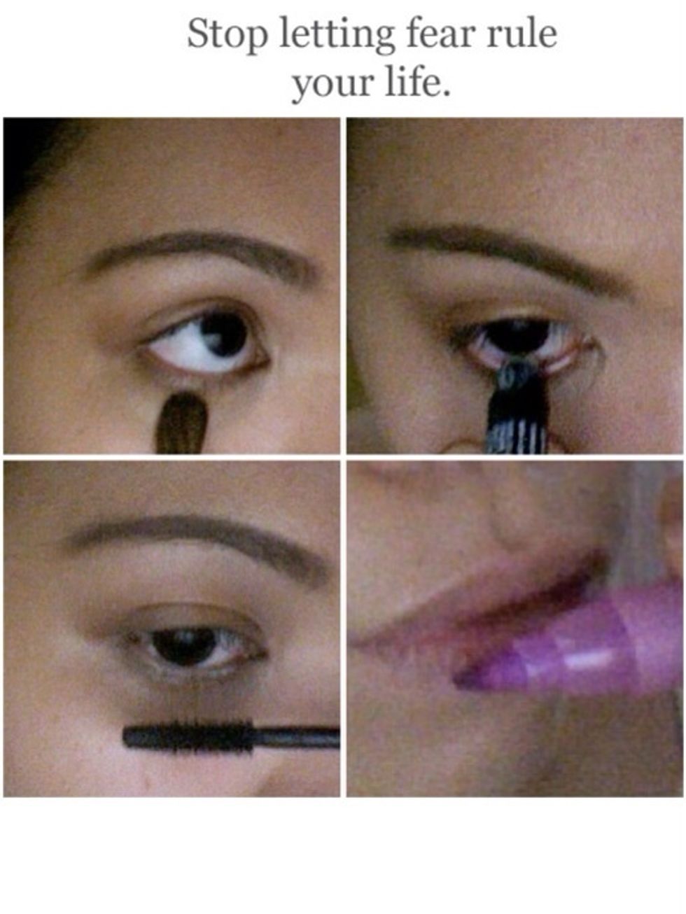 Make sure pigments connect through the outer corner of the eye. Use a white liner to line lower waterline. Curl lashes & apply mascara. Take a purple-y stain pen stain to color lips and top it off