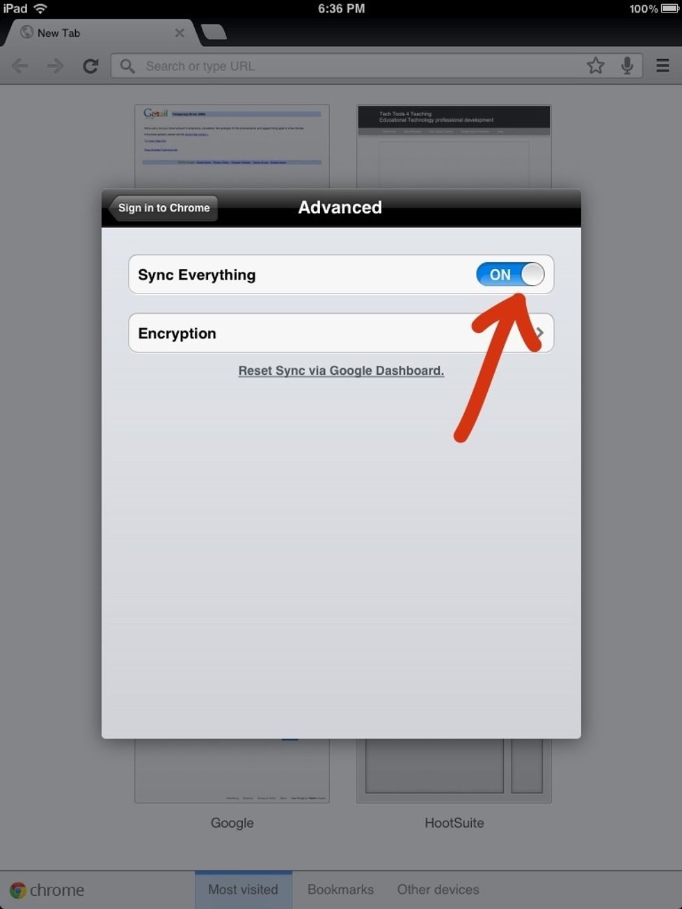 Make sure sync everything is on.