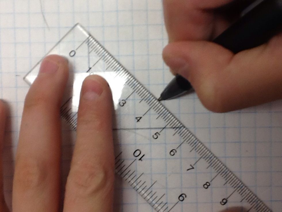 Make sure that the line measures exactly 5.7 centimetres