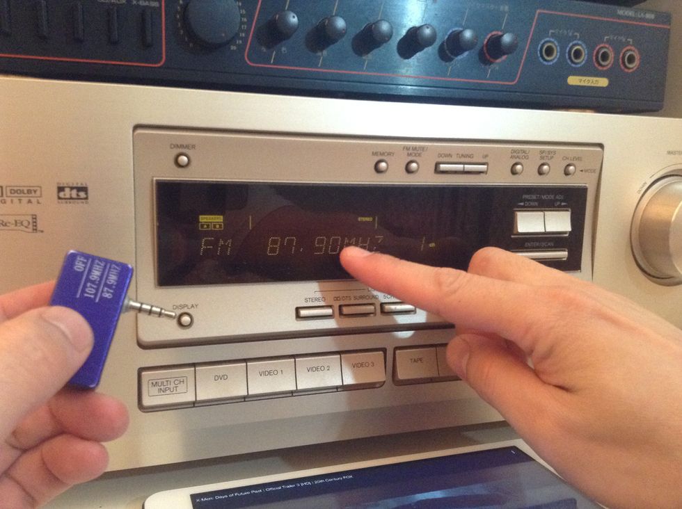 Make sure the aFM Music Transmitter is turn on and the home radio receiver preset matches to the transmitter accordingly.