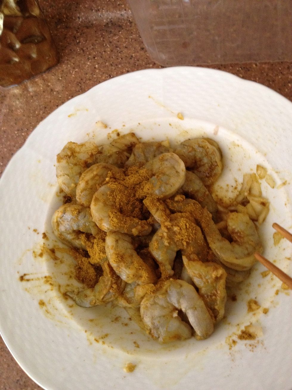 Make sure the curry is enough for the shrimp here