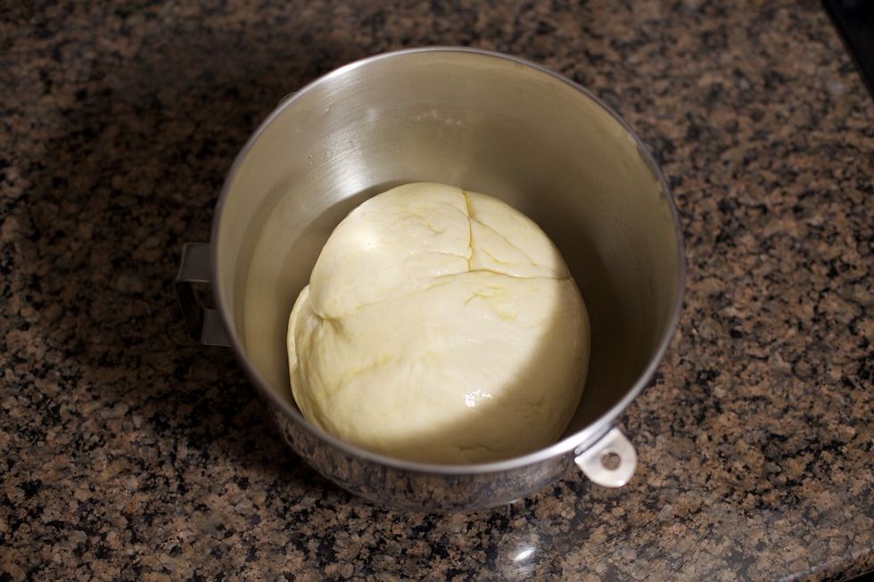 Make sure the dough is fully coated in oil.  Otherwise the uncoated parts will dry out in the next step.