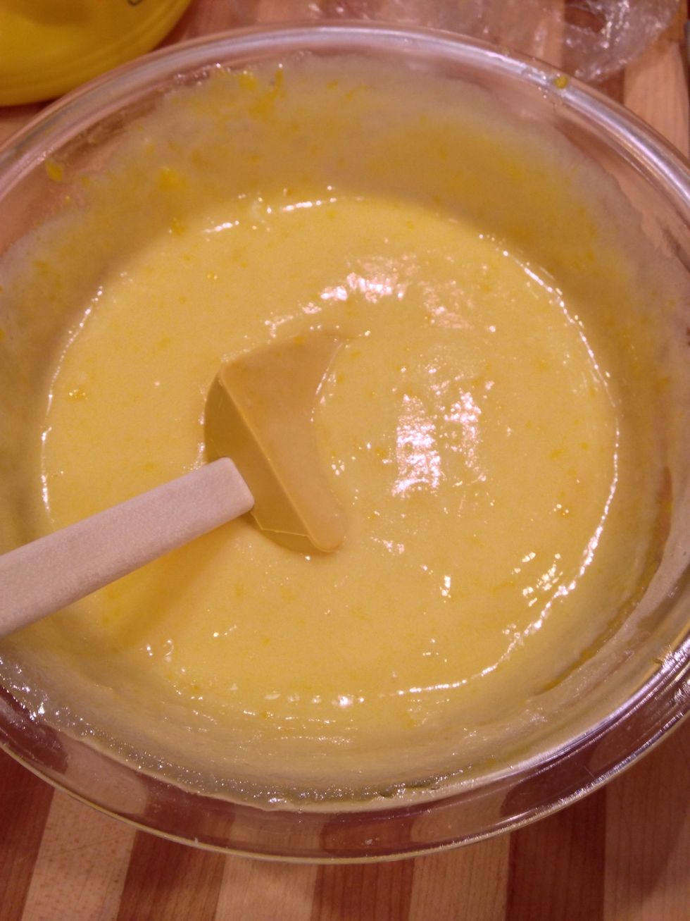 make sure the eggs whites are thick enough, otherwise the mousse will come out too thin. slowly add the beaten eggs to the cold lemon mixture with a rubber spatula.