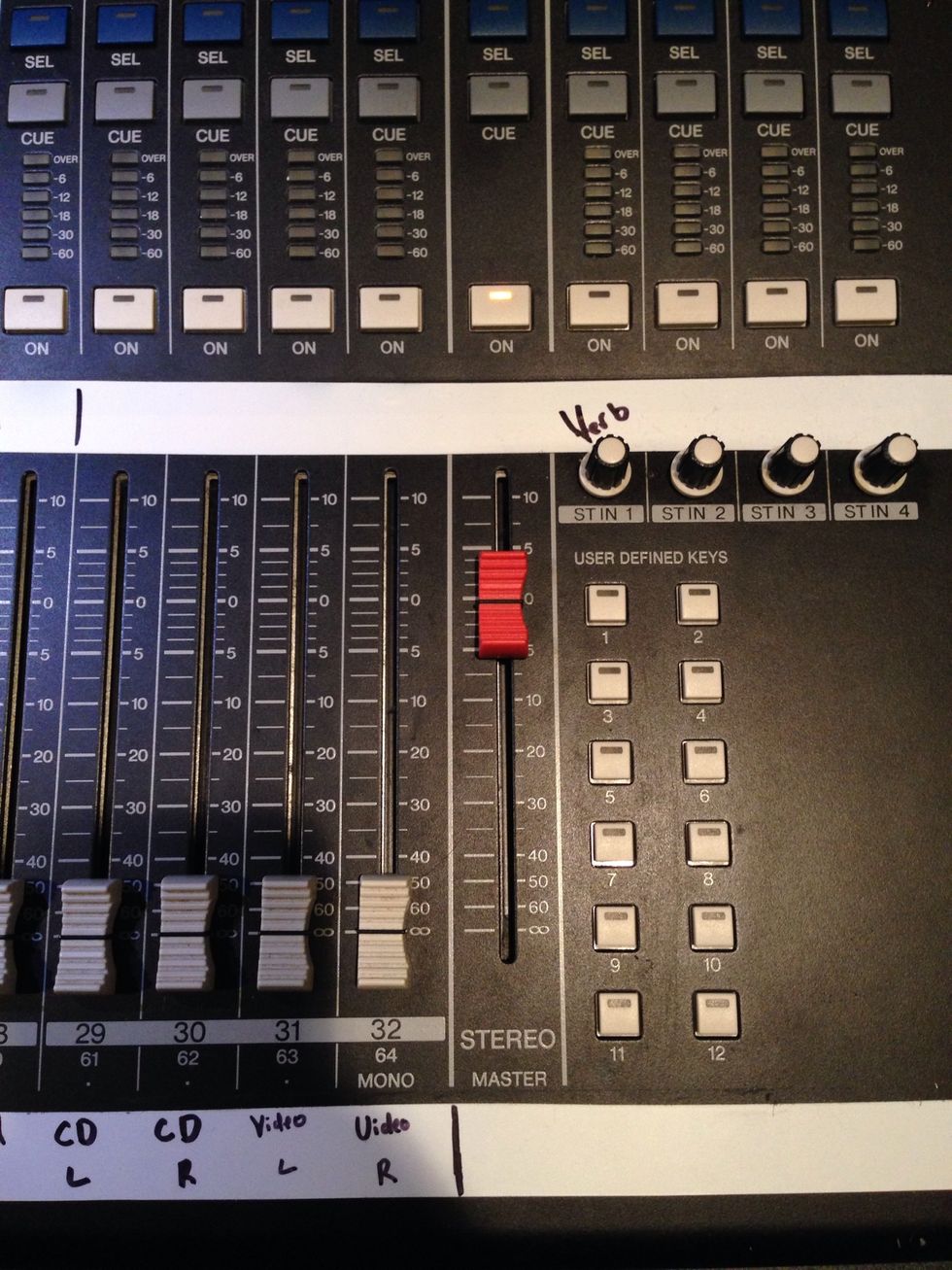 Make sure the "on" button is lit above the master fader and keep the master fader at "0".