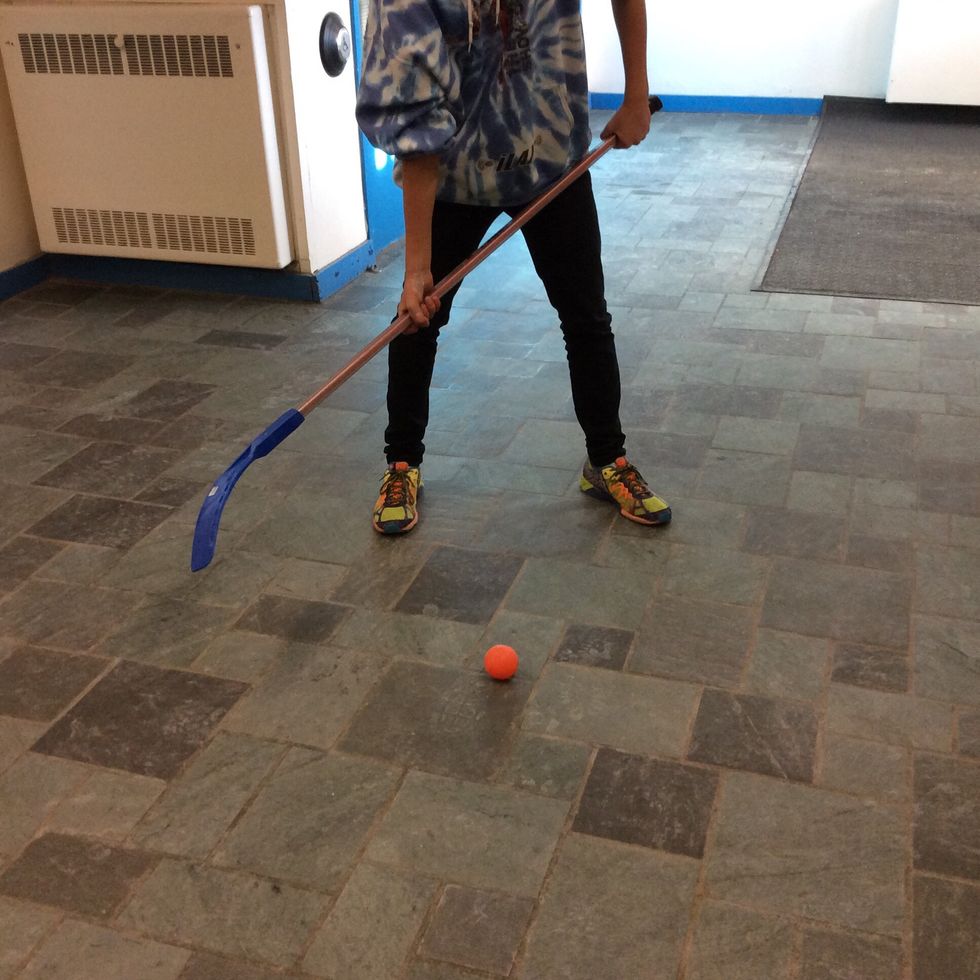 Make sure the puck is lined up with the end of your heel, depending on which way you feel more comfortable shooting