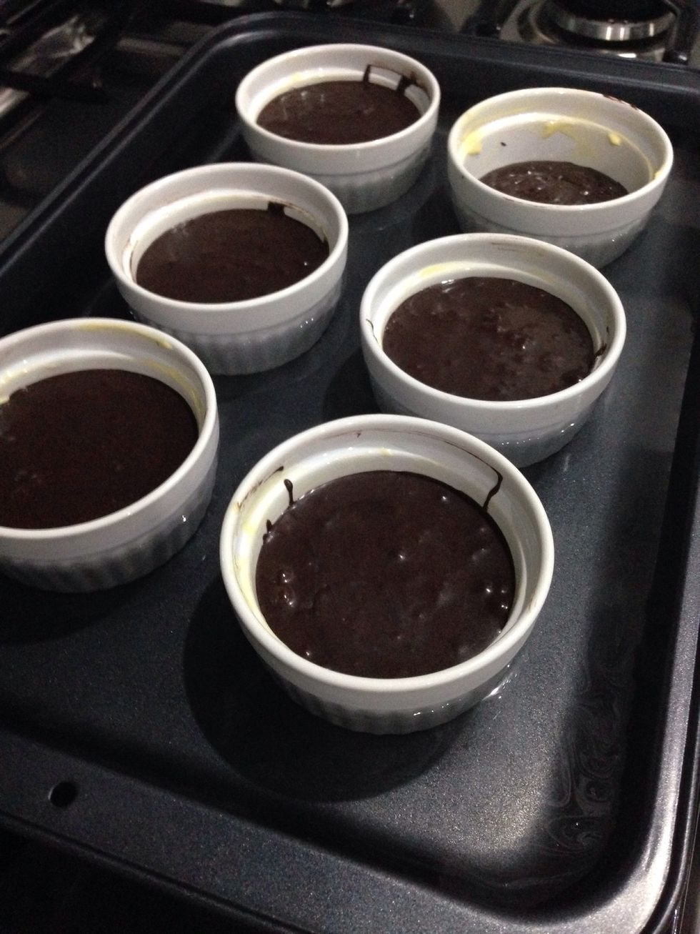 Make sure the ramekins are half (1/2) covered with the warm water