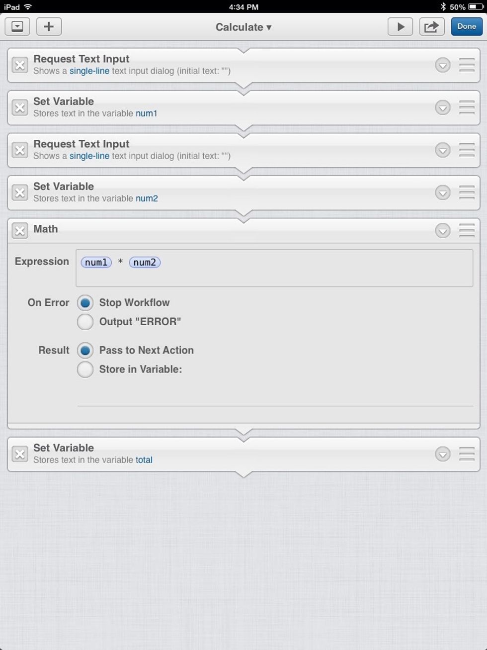 Make sure the "Result" is "Pass to Next Action".