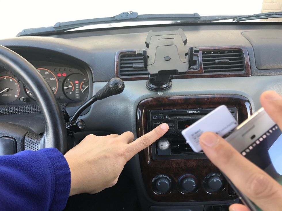 Make sure the setting on the transmitter is matching to the setting on the car fm radio.