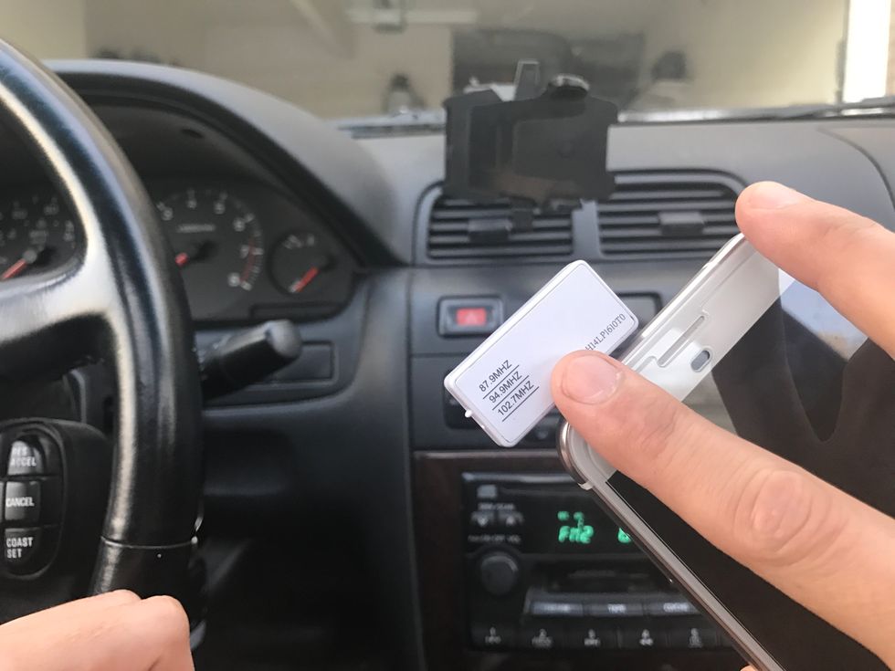 Make sure the setting on the transmitter is set at 87.9 FM