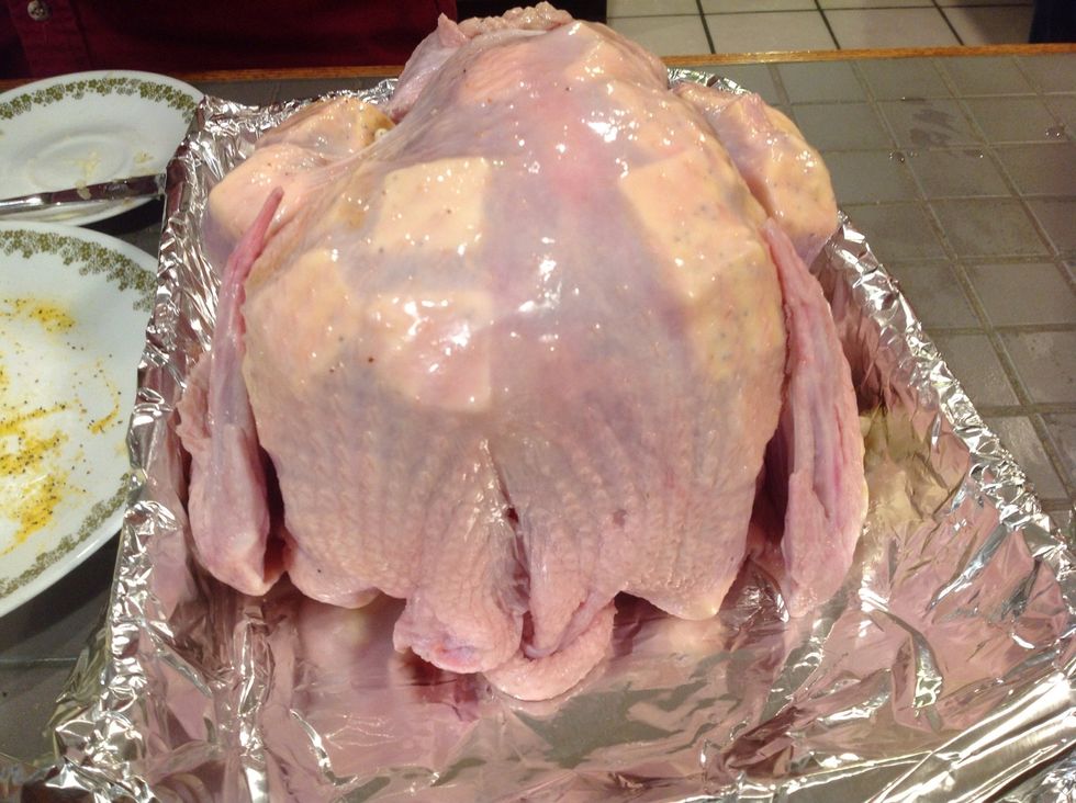 Make sure the turkey is breast side up when you are finished.