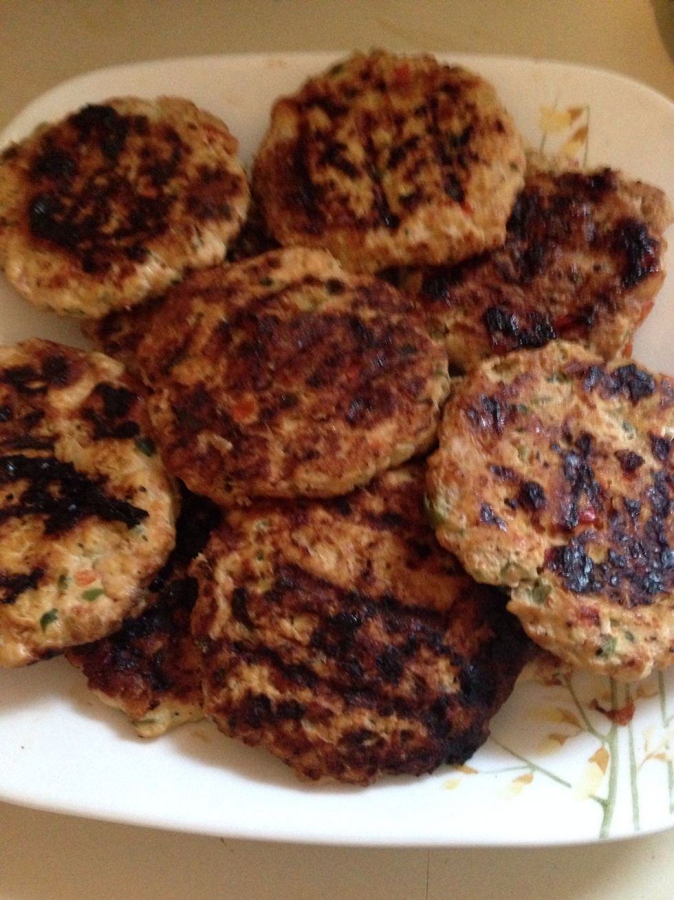 Make sure to cook it well. With this recipe I made 15 small burgers.