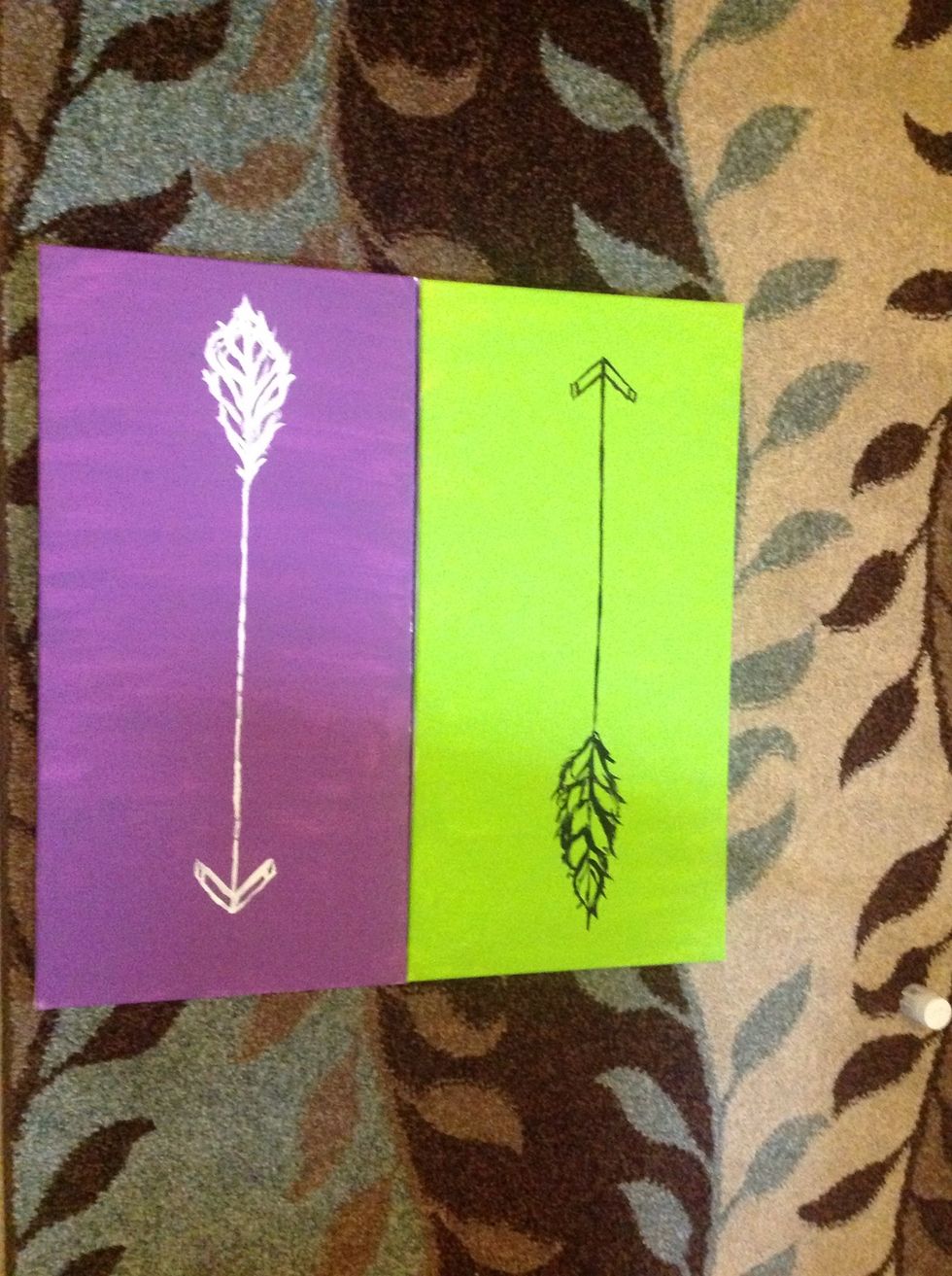 Make sure to have an arrow going right and another going left. I love the rough look. If you proper a more clean and precise look, you can draw it out with pencil then go over it with paint.