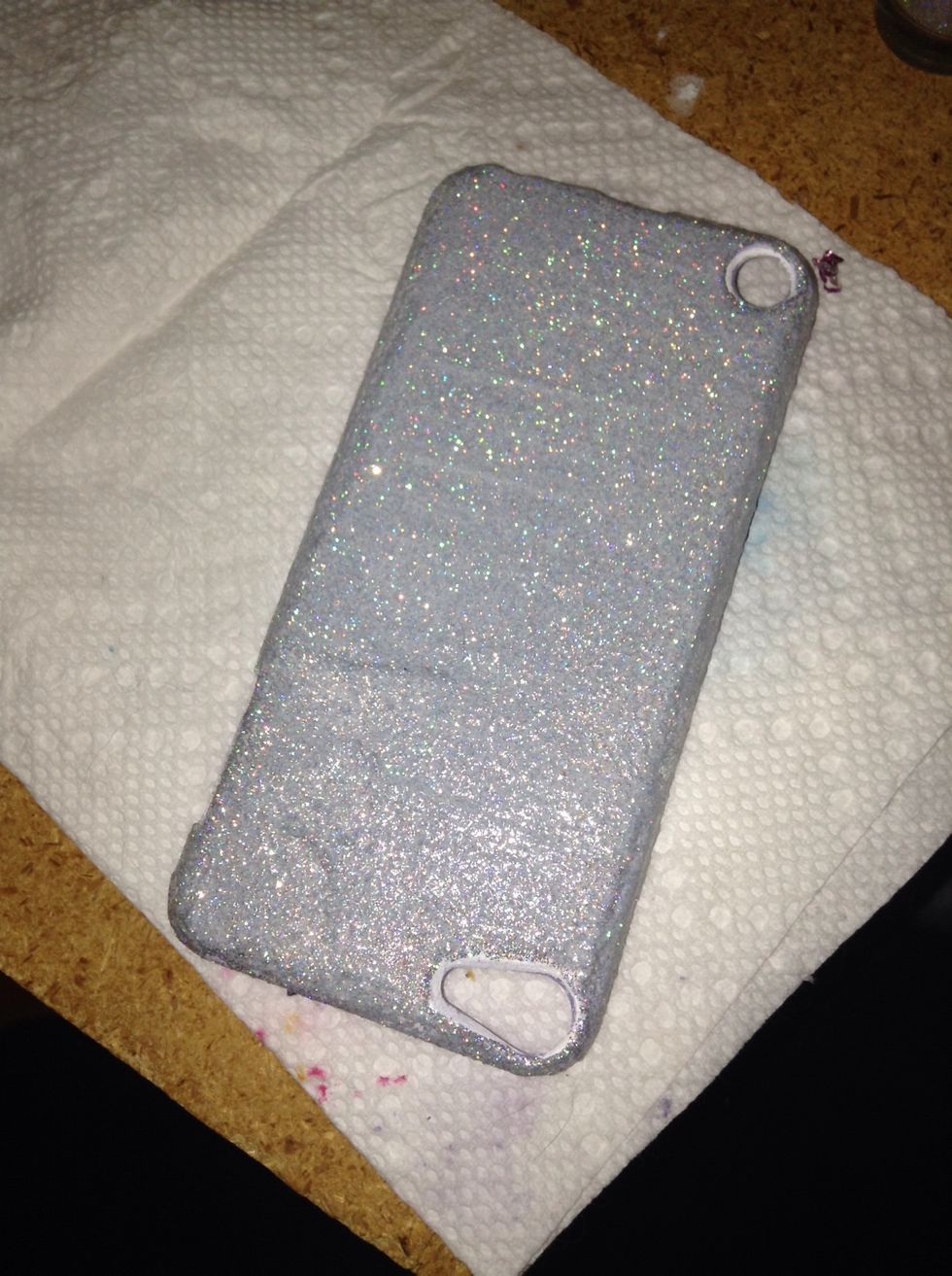 Make sure to let it dry at least a couple hours in between each coat of glitter.