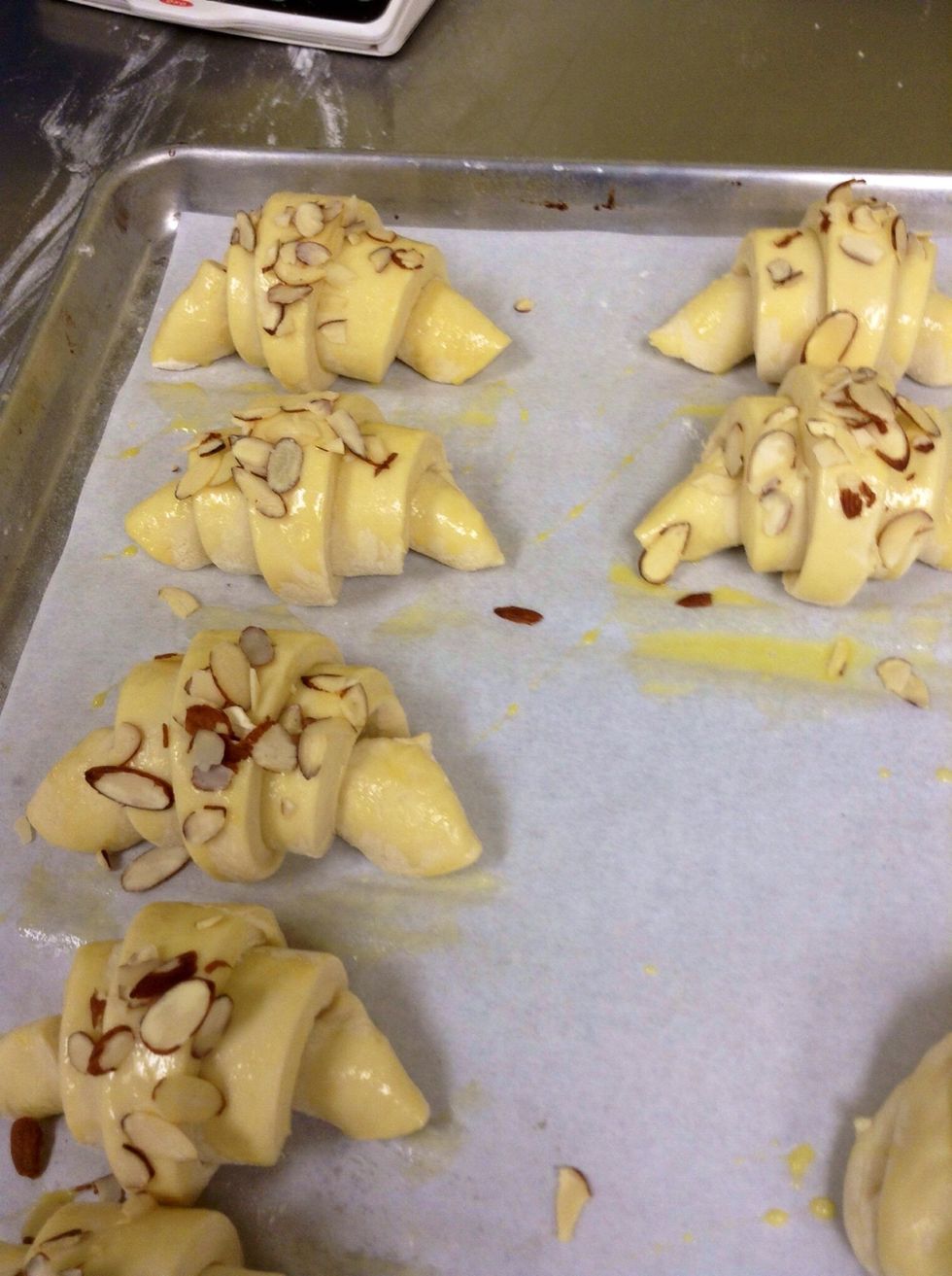 Make sure to preheat your oven at 375 F. Egg wash and bake for 30-40 minutes. Or until they are golden brown!