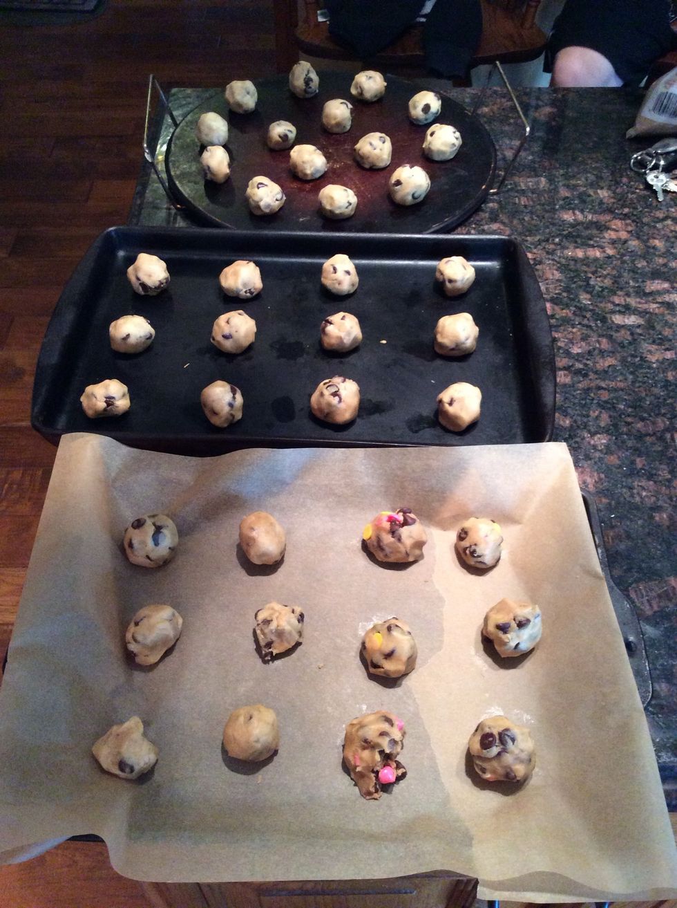 Make sure to roll the dough into balls to bake the cookies. This recipe should make about 40 cookies!