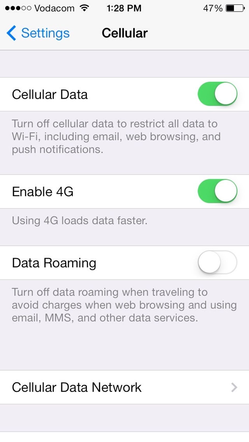 Make sure to turn off Data Roaming when traveling.