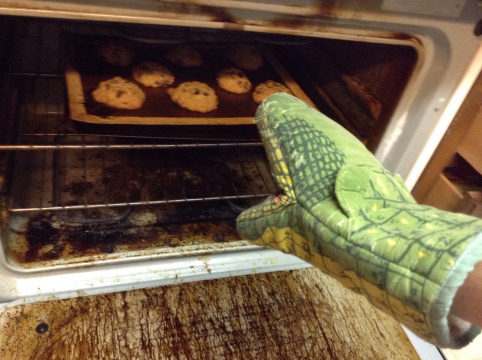 Make sure to use an oven mitt when taking cookies out.