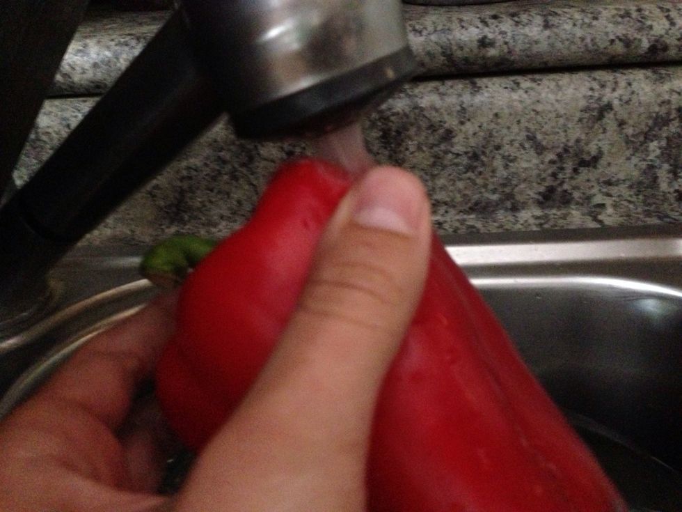 Make sure to wash the peppers before you cut them up.