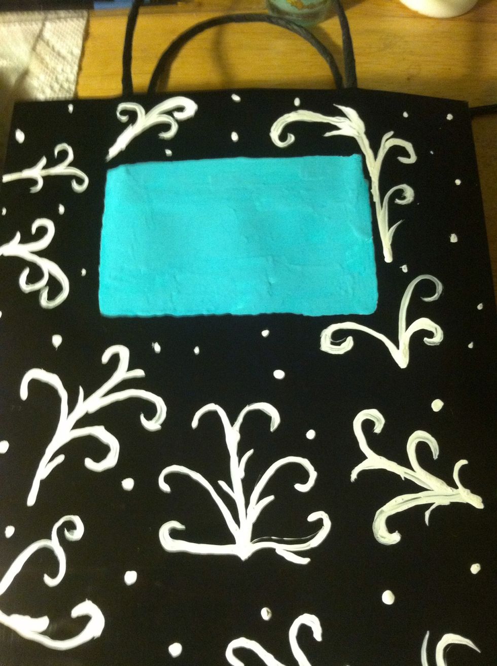 Make sure you cover all of the white. Then let it dry.