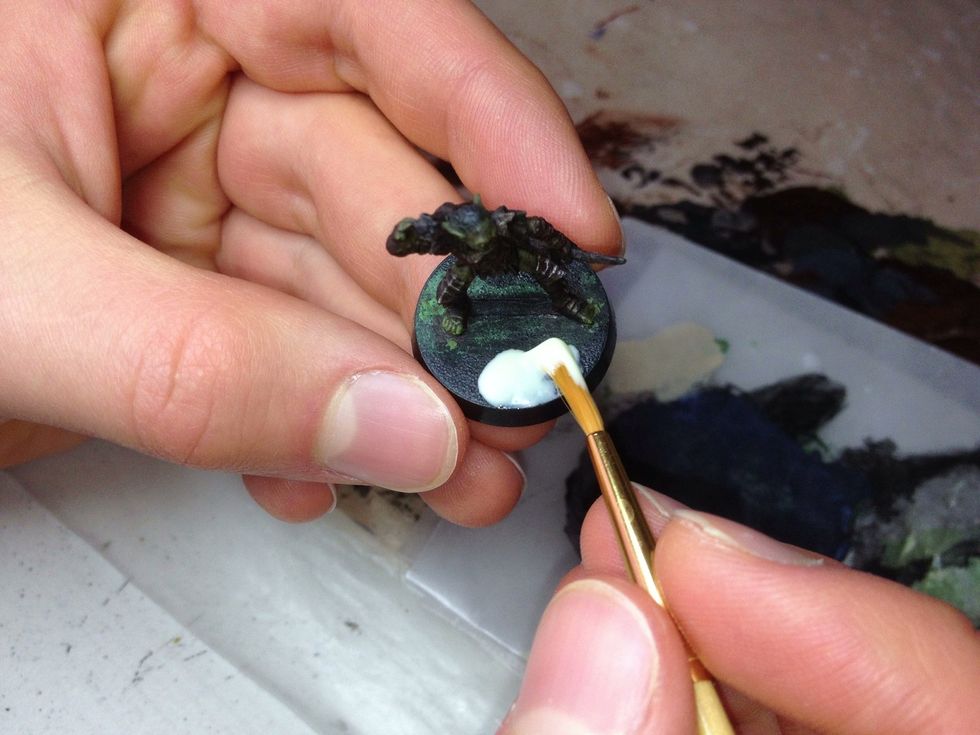 Make sure you don't get any on the rim of the base. Only the top.