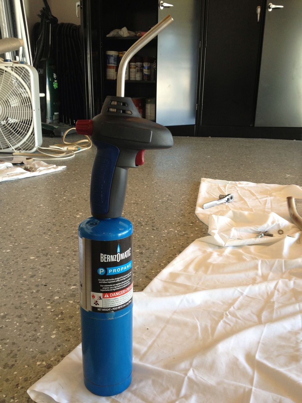 Make sure you get a propane torch.  The guy at Home Depot first got me to buy a butane one(guess he thought I was cooking).  We tried using it, but it wasn't working, so back to the store I went.