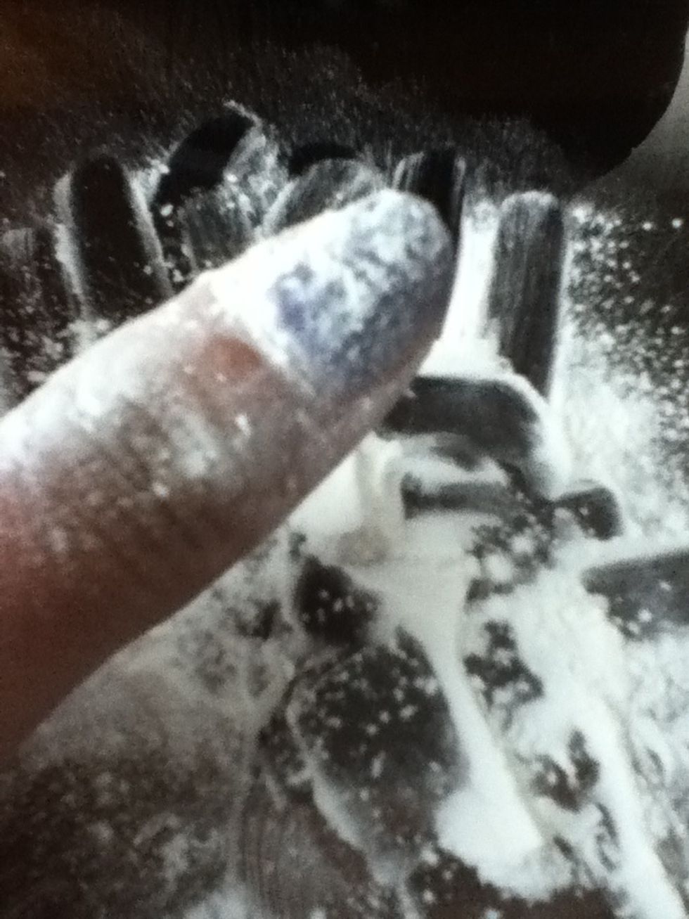 Make sure you get powder all over the nail Mind the mess lol