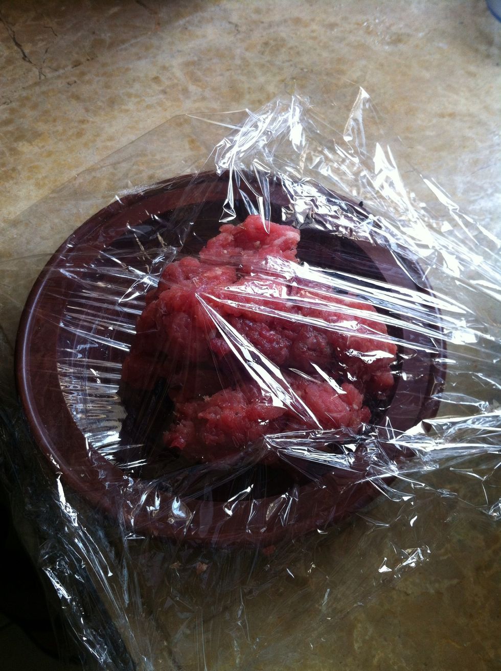 Make sure you have enough plastic wrap to fold over the the meat.
