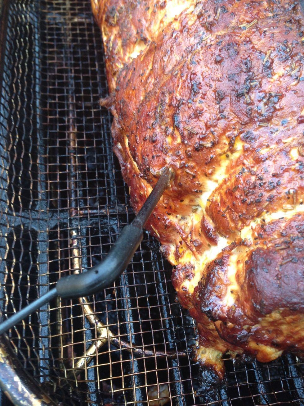 Make sure you use an internal thermometer. You want to cook to 145 F (new USA regulations have lowered the required temp for pork so now it doesn't dry out as easily - the olive oil helps too!)