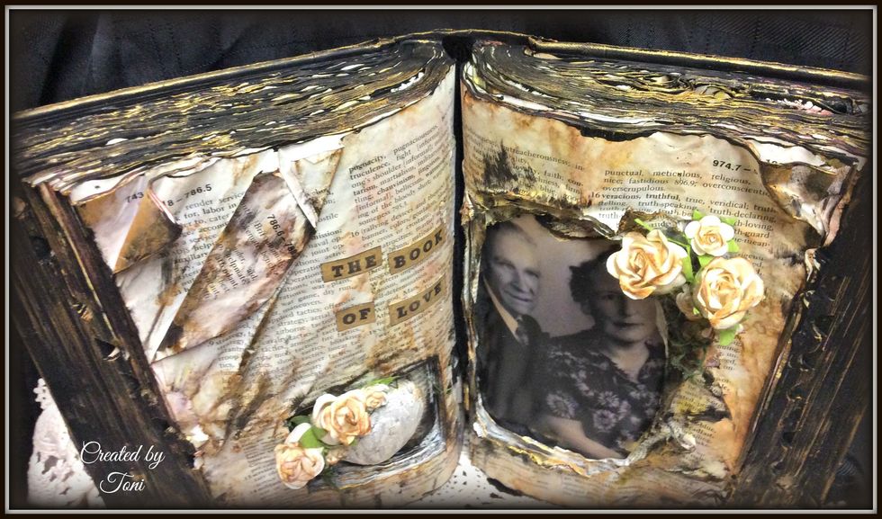 Make sure you use Inka Gold on the edges of the book pages. Really provides a wonderful vintage look.