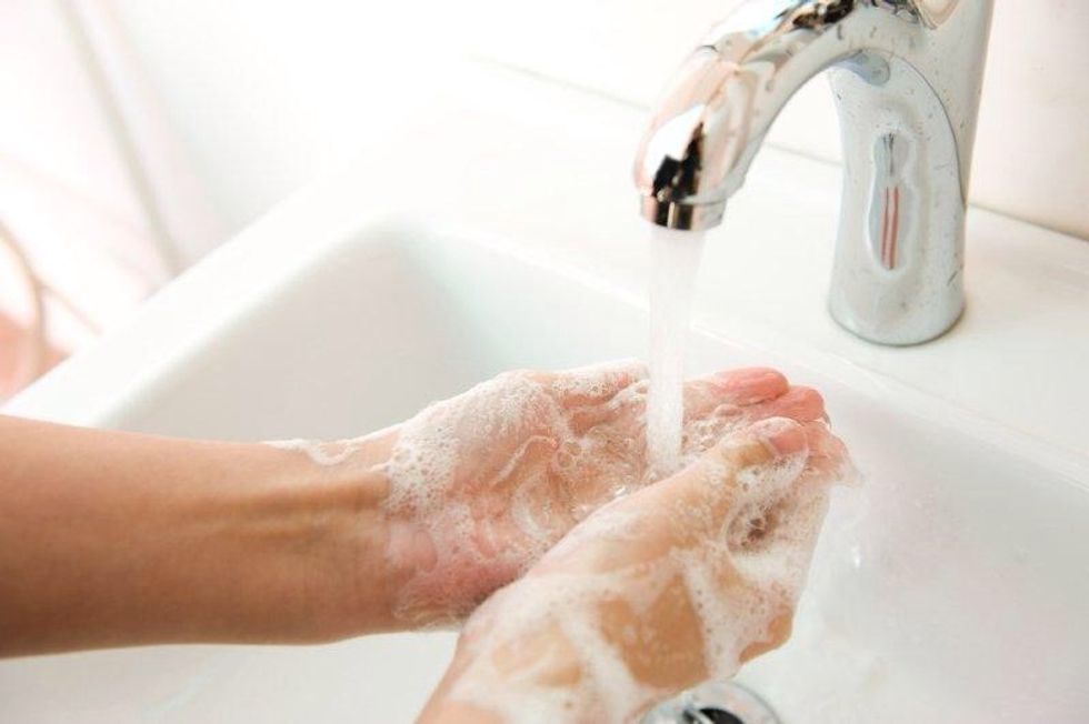 Make sure you wash your hands, cutting boards and utensils for at least 20 seconds with soap and running water before handling foods. Following this step, thoroughly wash all produce as well.