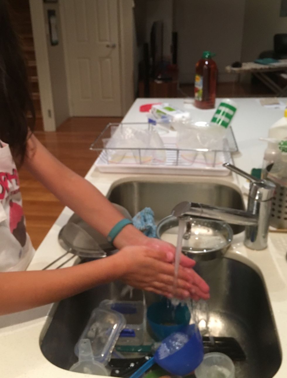 Make sure you wash your hands with soap and that you are wearing an apron before you start baking.