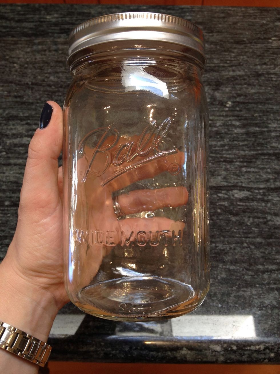 Make sure your mason jar is clean. I am using a quart sized, wide mouth jar.