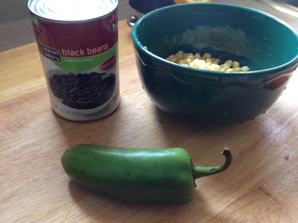 Make the bean salad. Whole beans work best buy also works with refried