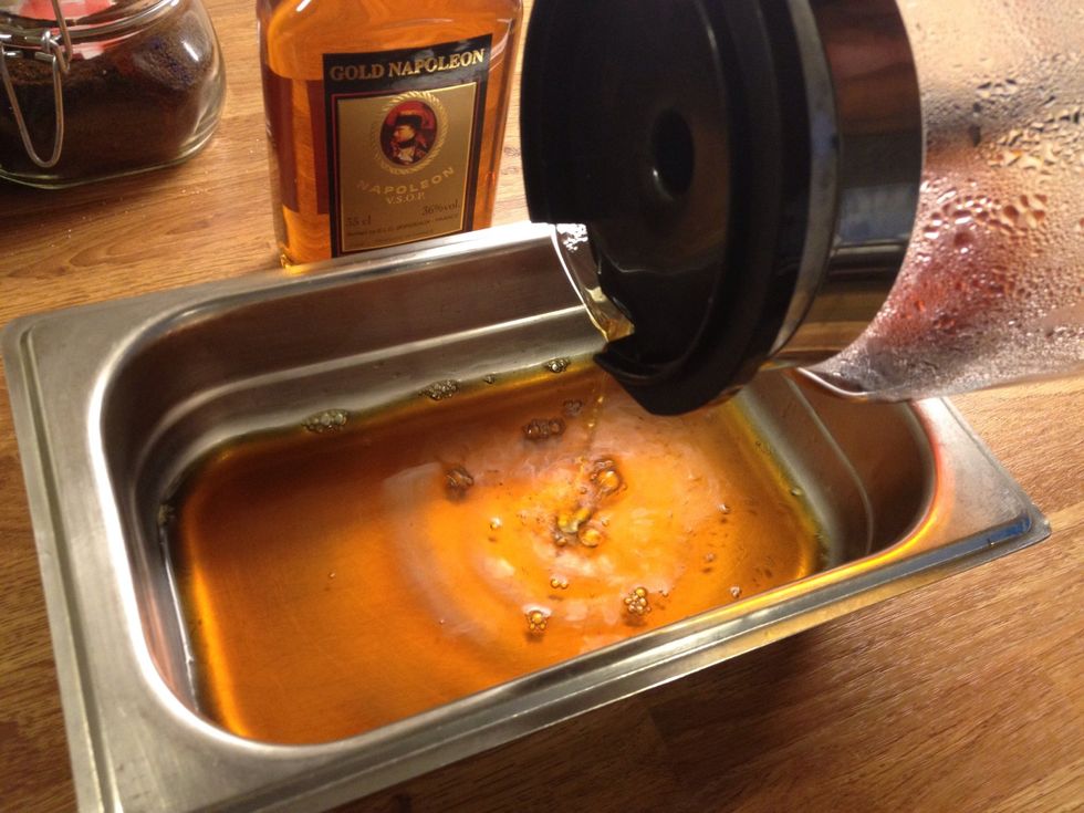 Make the coffee and add brady to it.