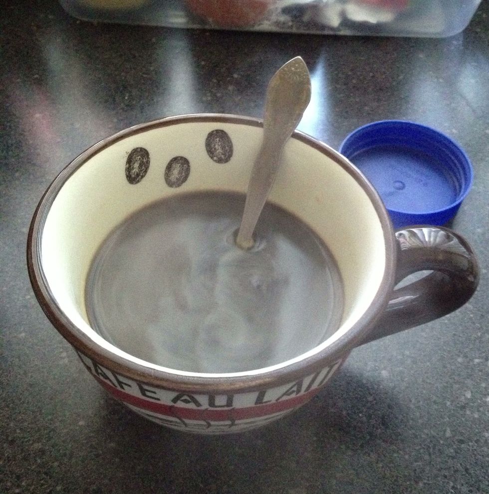 Make the coffee in whatever way you like ... mine is just simple instant coffee