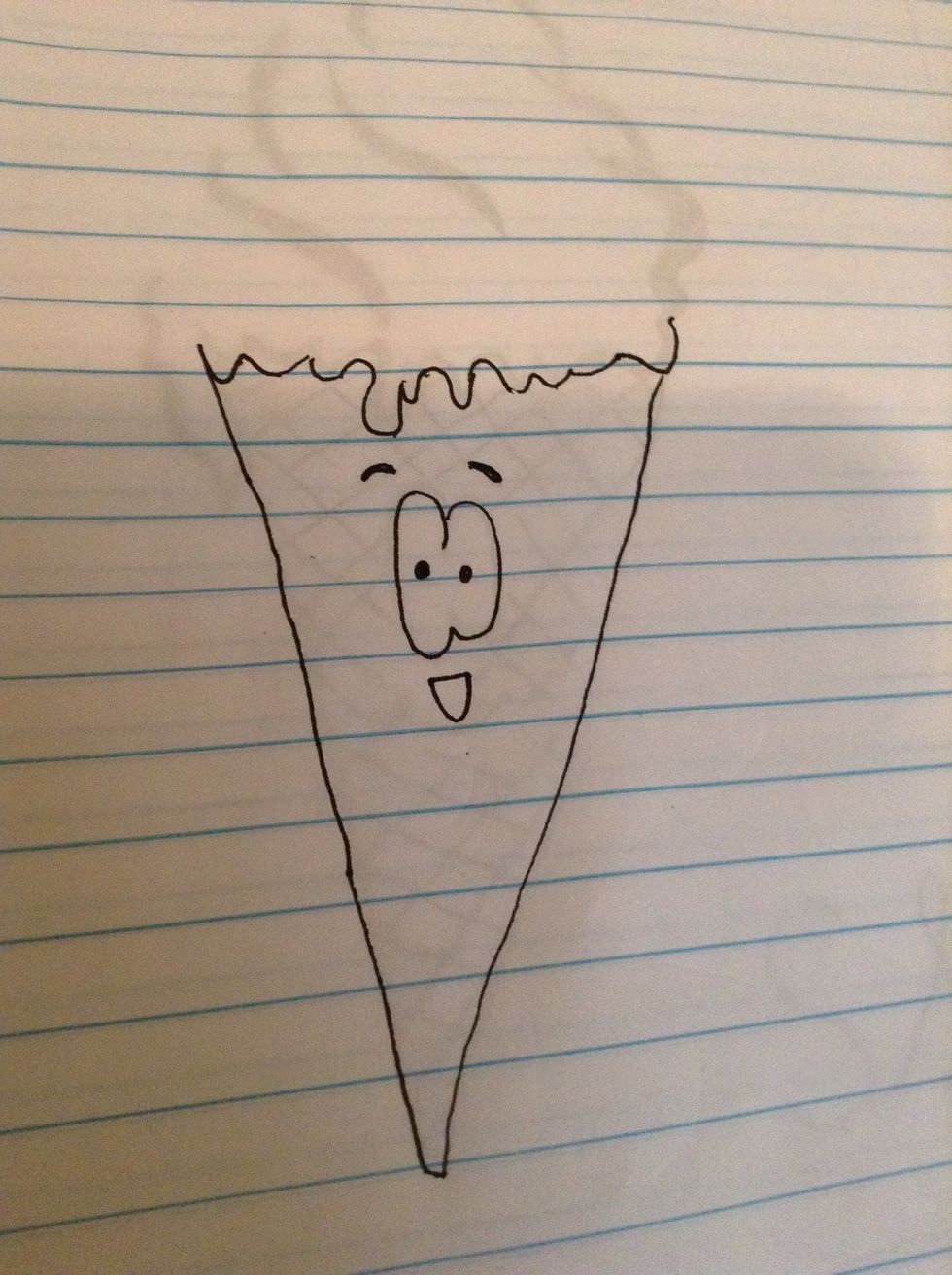 Make the face-I did an upside down D for my mouth