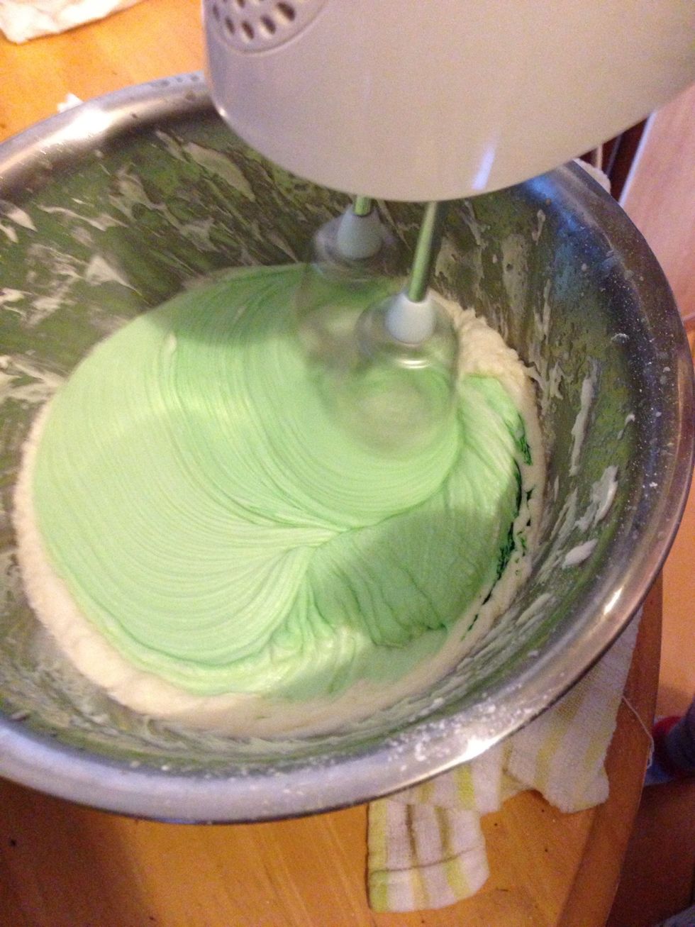 Make the icing ;) add the green food liquid colorings for Christmas trees