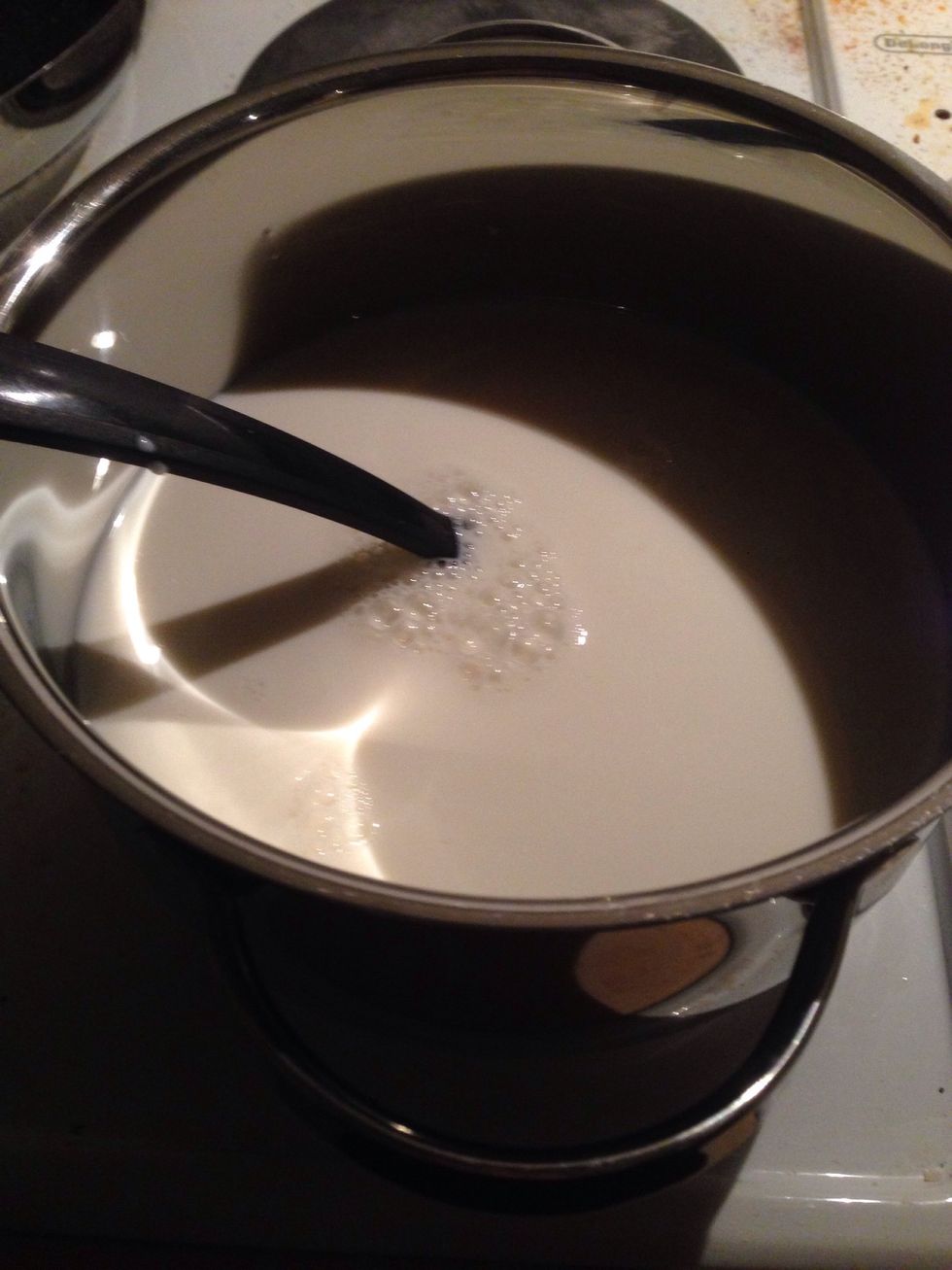 Make the milk boil in a pot