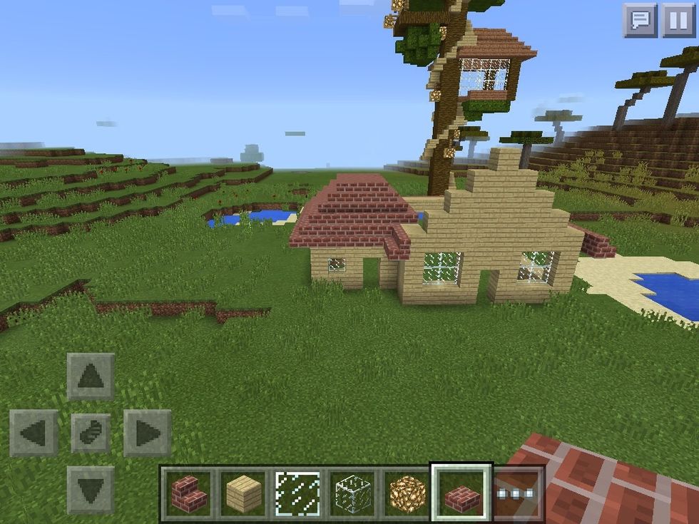 Make the roof of the smaller one then level the top of it with slabs
