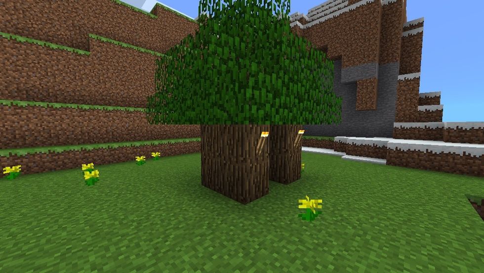 Make the trunk of the tree a cube with the same coloured wood