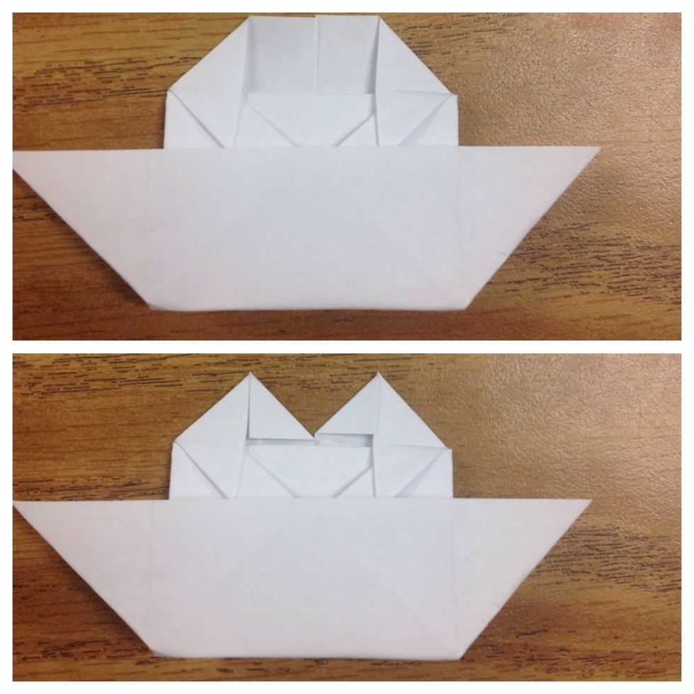Make two small diagonal folds at the top.