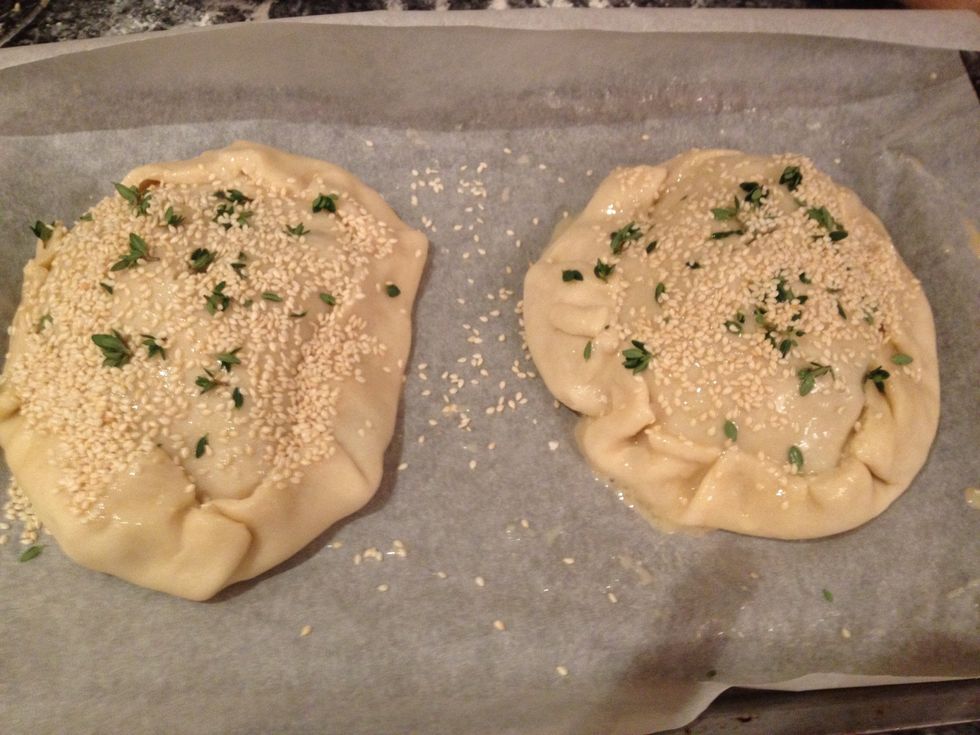 Make two small steam holes in the top of each. Then they are ready for the oven. Bake for 25 minutes or until the pastry is golden brown and the filling is piping hot (Cook at 190\u00b0C/fan170\u00b0C/gas 5)