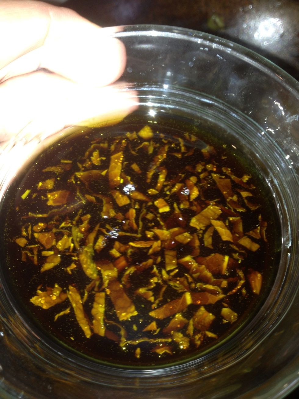 Make up a sauce of soy sauce, oil, vinegar, mint and a little honey.