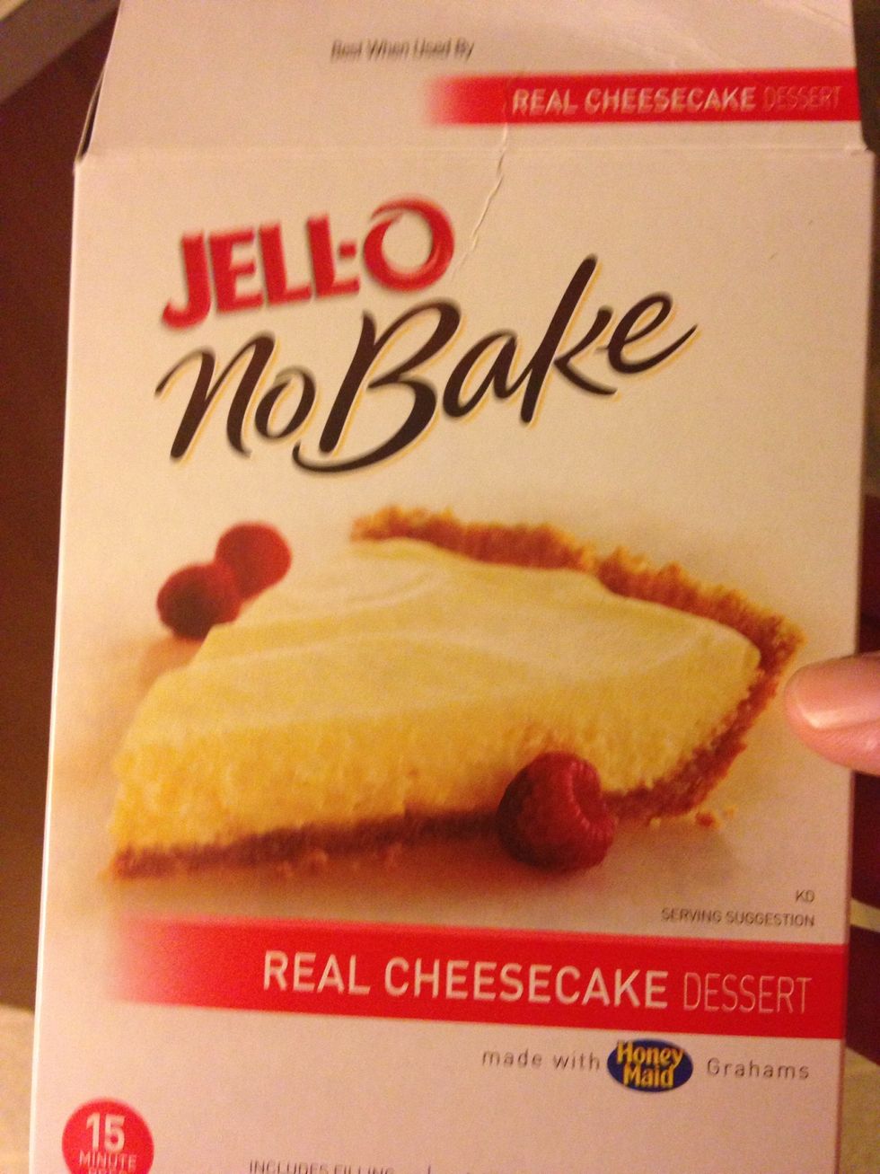 Make your cheese cake filling as directed. Mix in your bowl and let sit for about 20-30 mins just enough time so it's not runny.