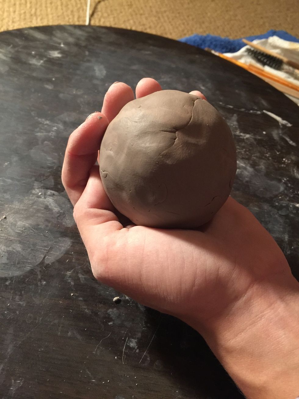 Make your clay into a ball about the size of your palm