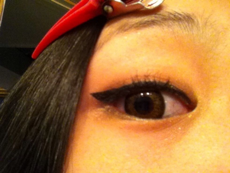 make your eyelush curl and mascara it to long