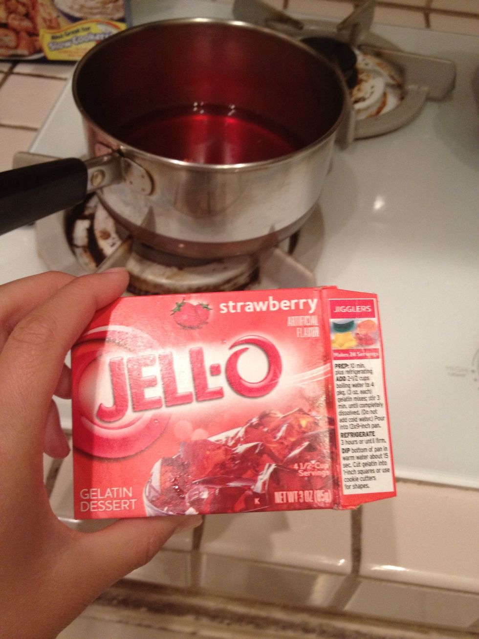 Make your jello. I made the jigglers recipe so the jello would be firmer. Note: 1 package (3 oz) only filled 2 orange halves.