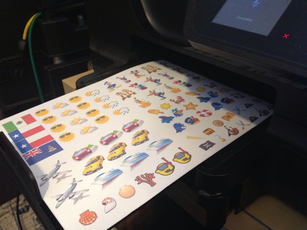 Make your own sticker sheets with images off the web. I picked flags for where we will be, weather, transportation, activities, Disney characters we will see, etc. print on adhesive back paper.